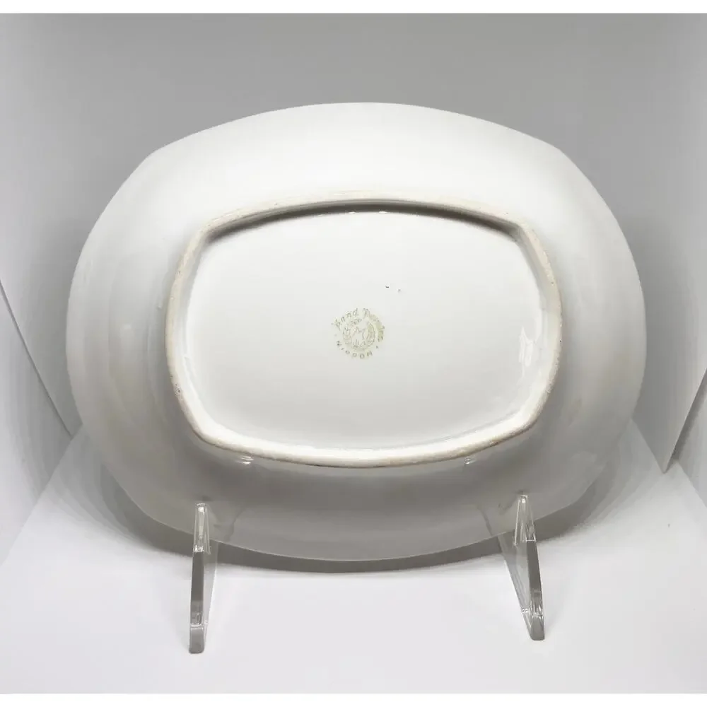 Antique Hand Painted Porcelain Serving Dish Platter Morimura Bros Wreath Mark